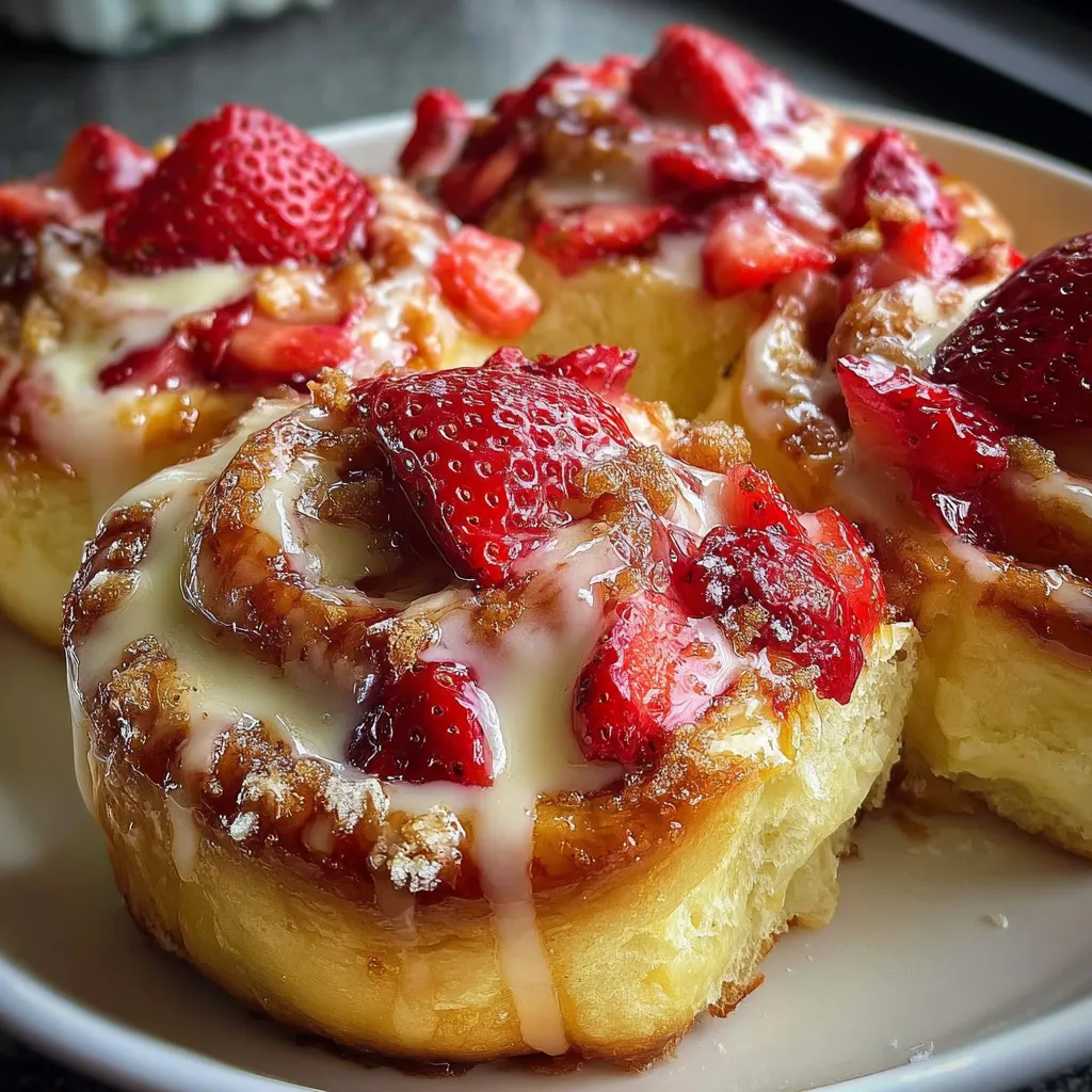 Ultimate Easy Strawberry Cheesecake Sweet Rolls with Cream Cheese Glaze - secondary view